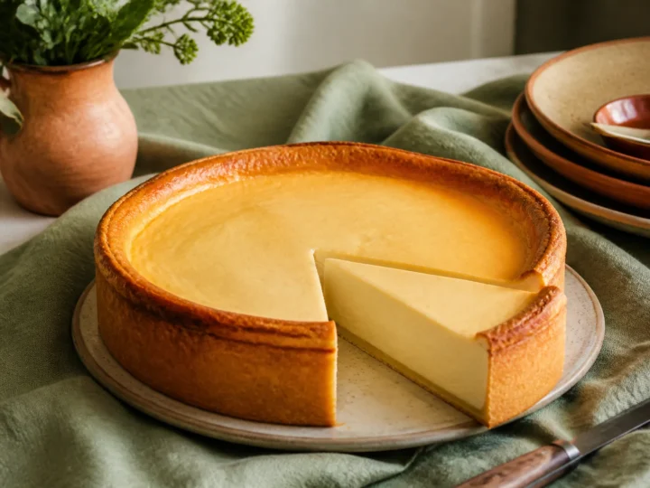 Klassischer Käsekuchen mit cremiger Quarkfüllung und goldenem Rand