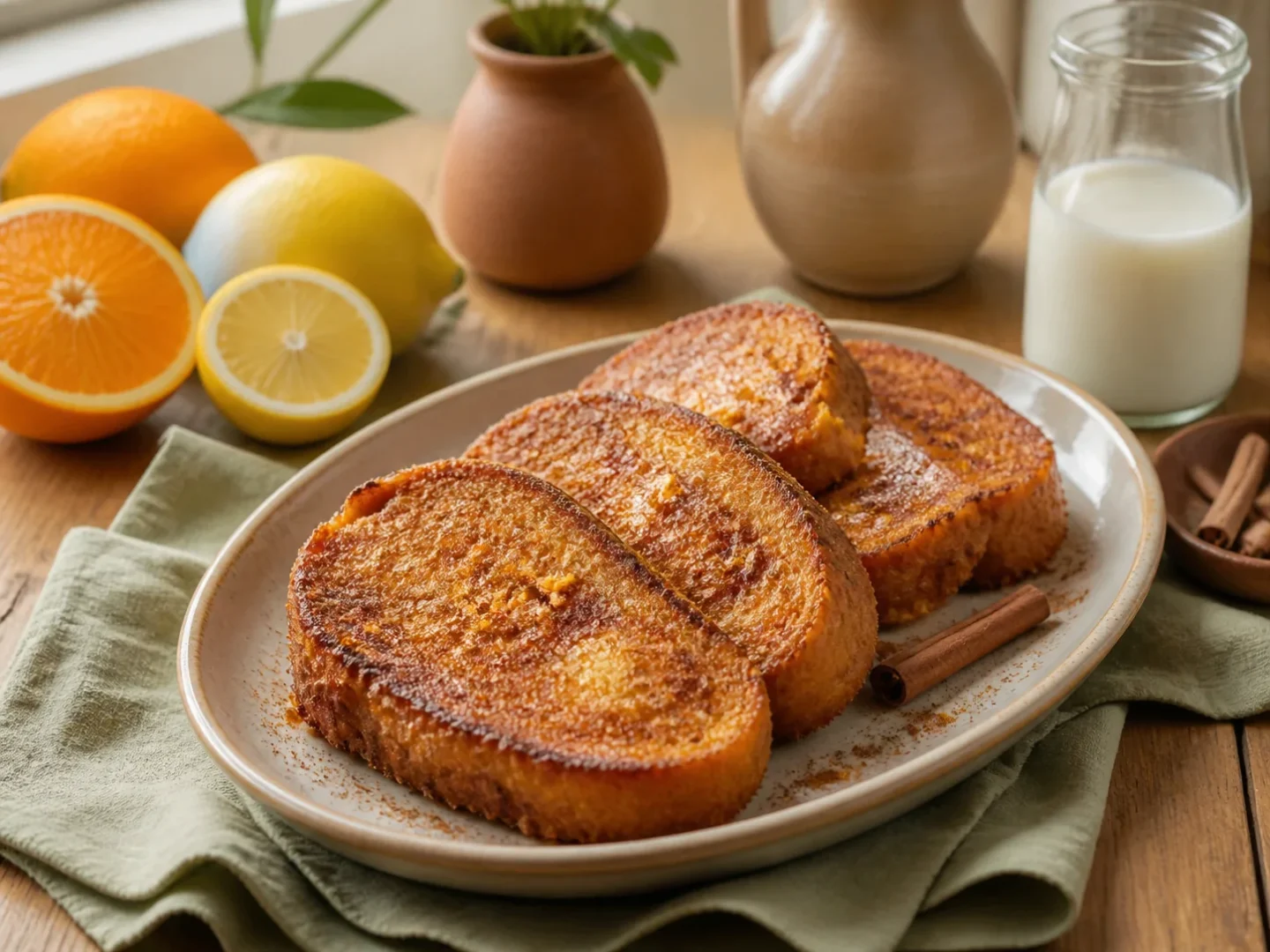 Spanische Torrijas, fertig angerichtet auf einem Teller